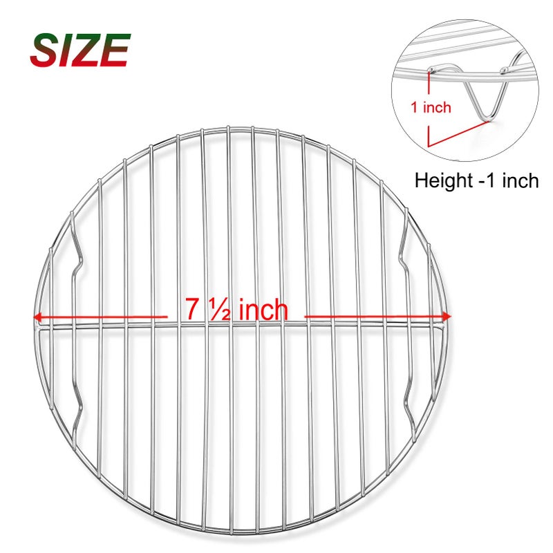 P&P CHEF 7Â½ Inch Cooking Rack Round, Stainless Steel Round Rack for Cooking Cooling Steaming Baking, Fit Air Fryer Pot Pressure Cooker, 2 Pack -Oven Safe, Silver - Image 2